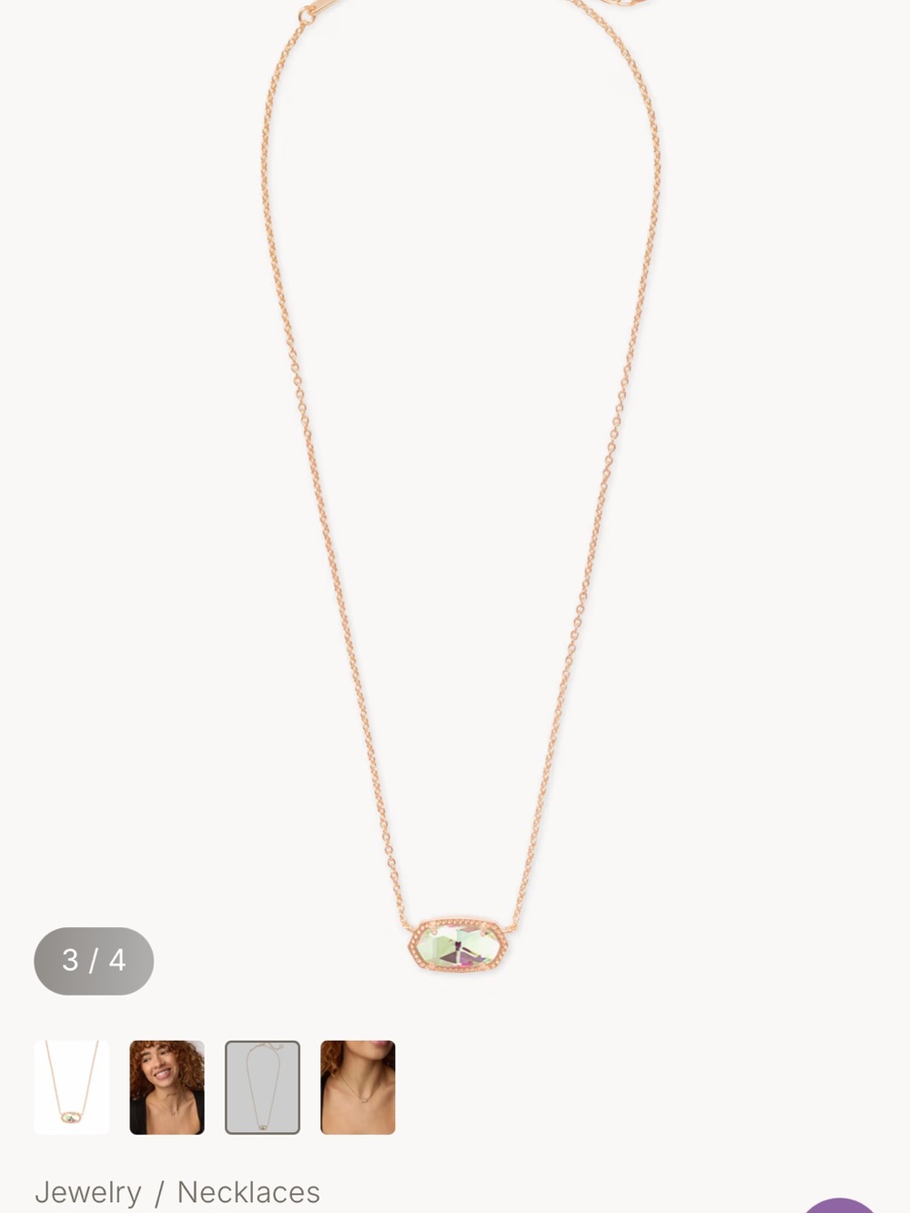 Kendra Scott Elisa Rose Gold Pendant Necklace in Dichroic Glass - Picture 2 of 5